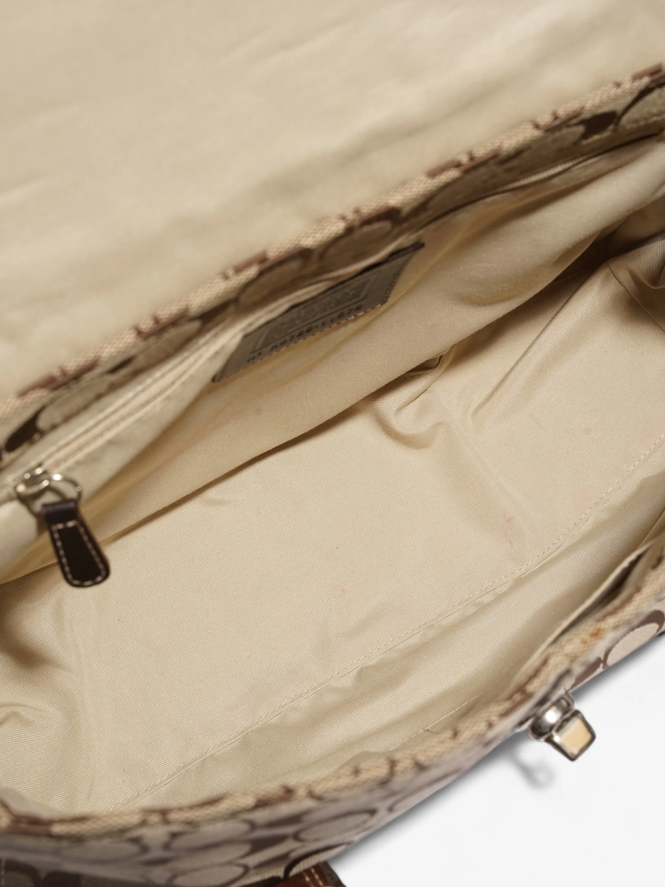 Coach Hampton Flap Satchel Brown Signature Canvas