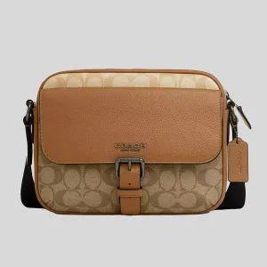 COACH Hudson Crossbody Bag In Colorblock Signature Canvas Light Saddle Multi RS-CR339