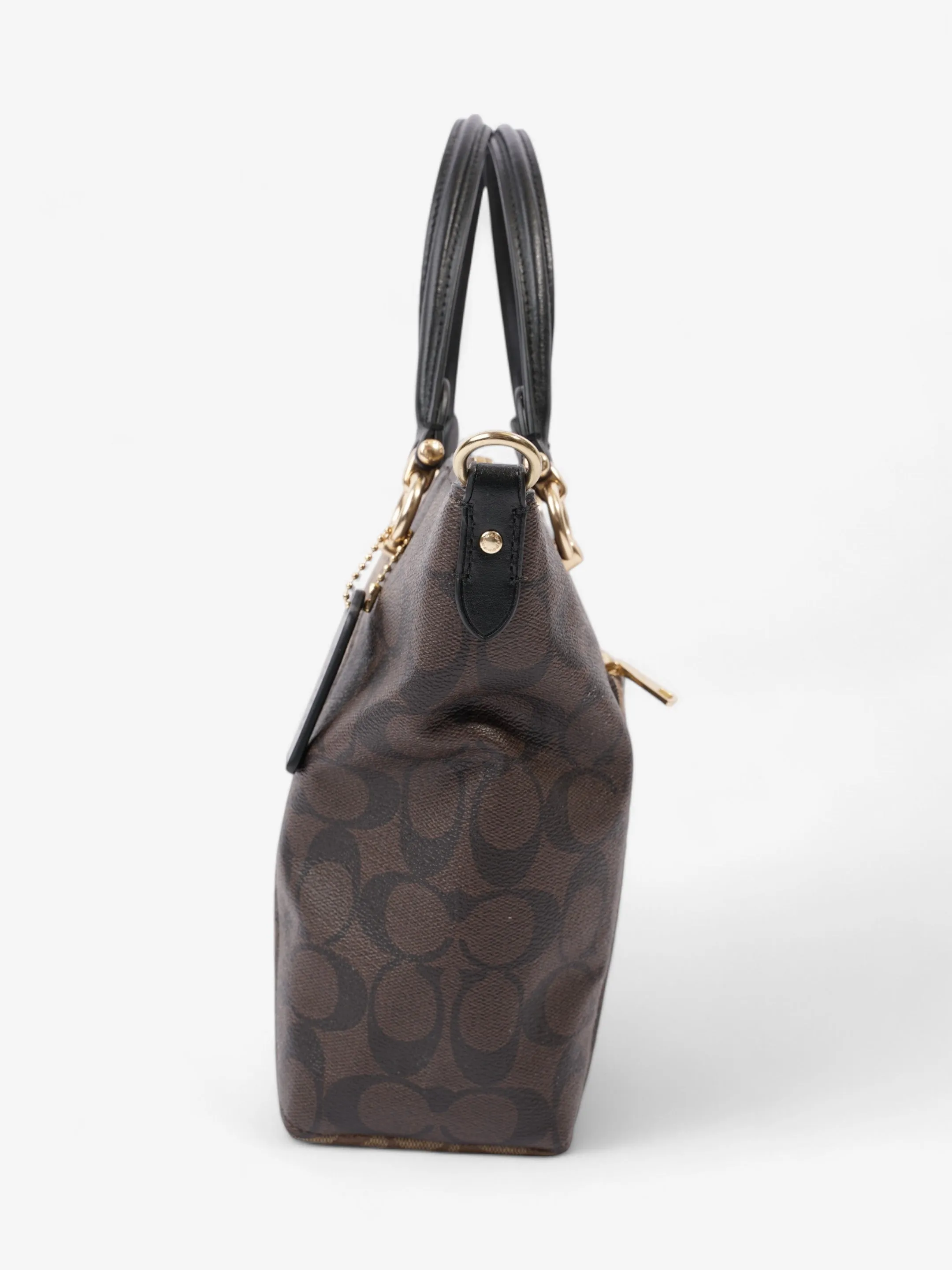 Coach Kacey Satchel Light Brown / Dark Brown Canvas
