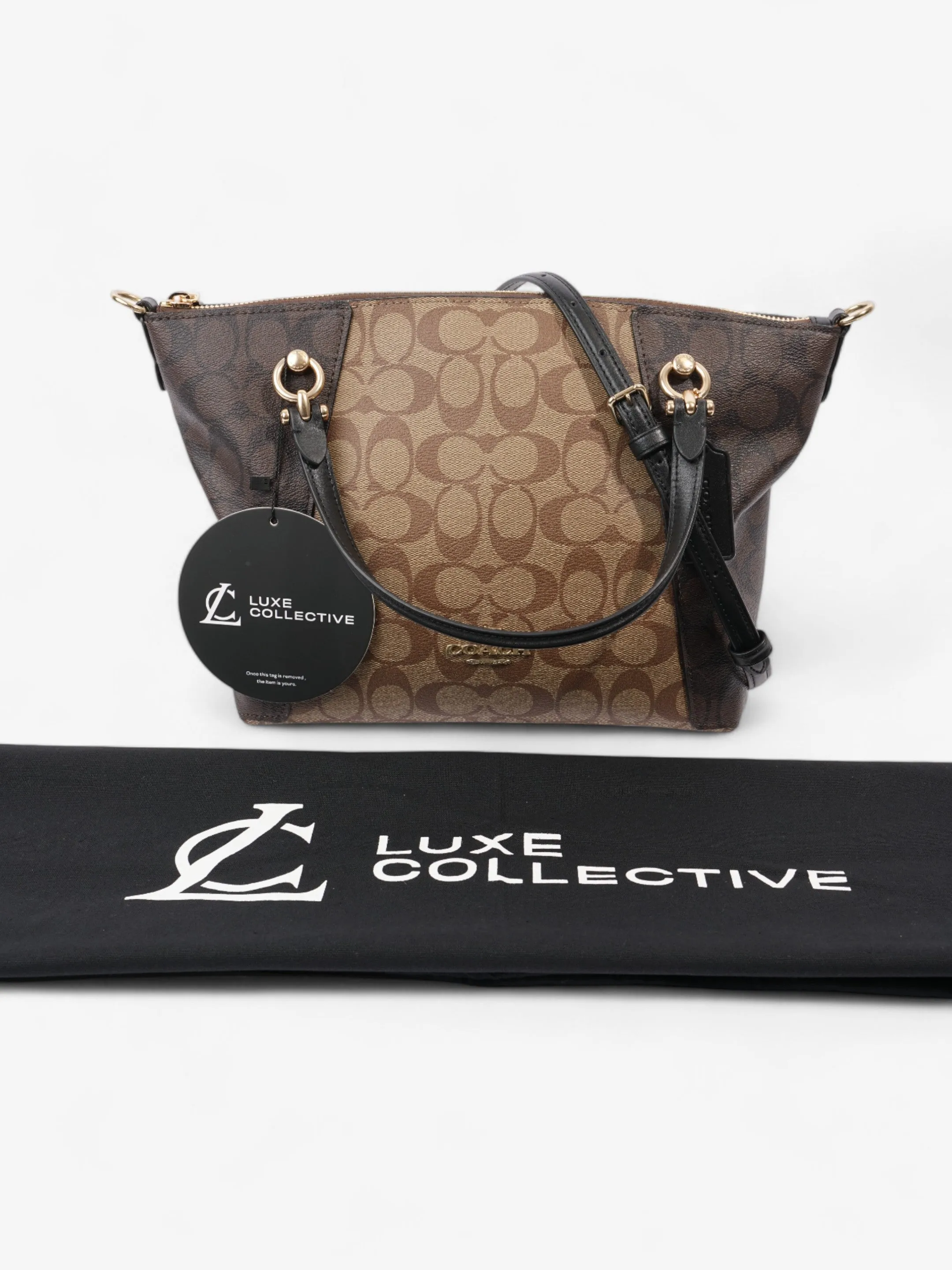 Coach Kacey Satchel Light Brown / Dark Brown Canvas