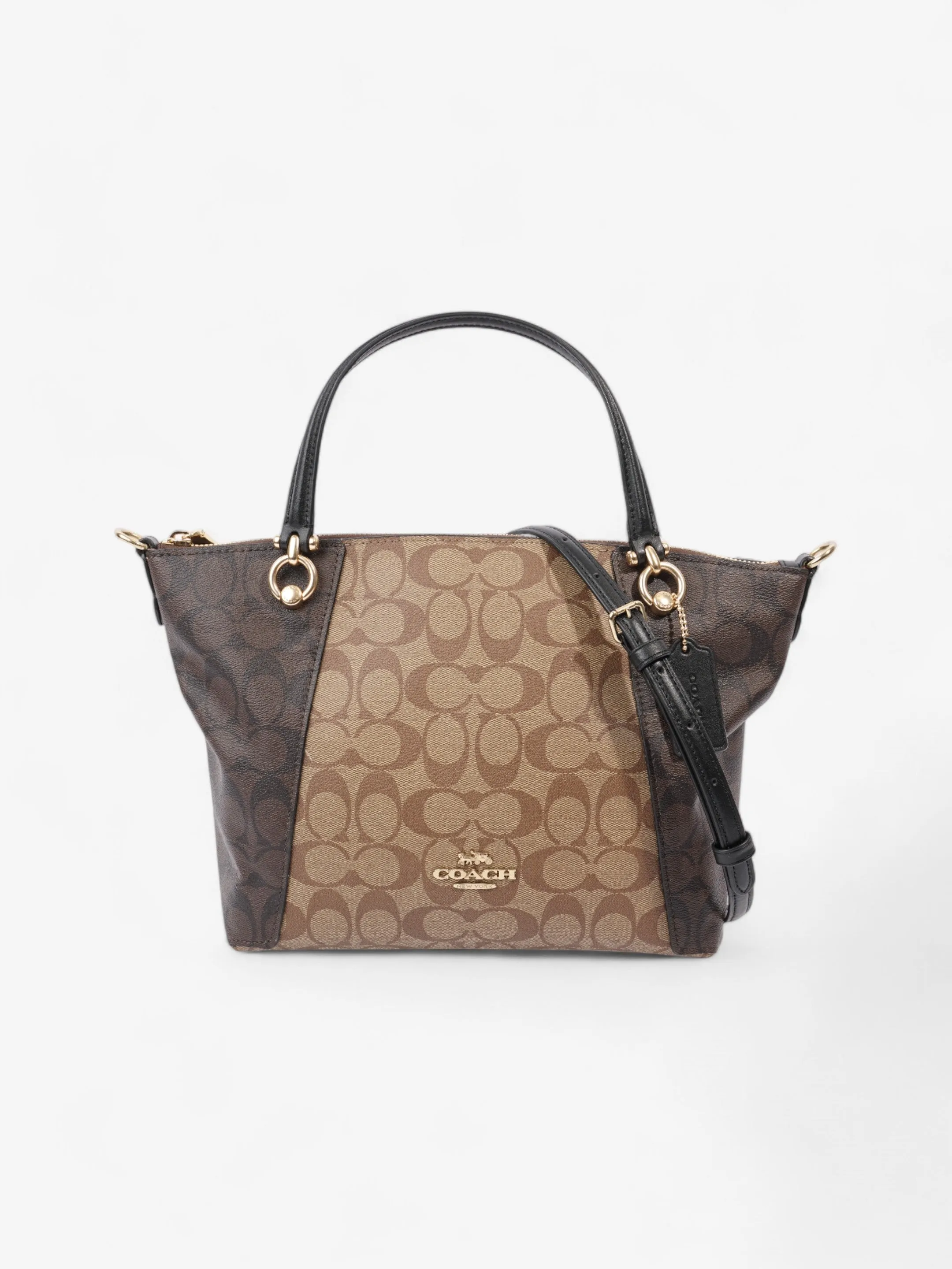 Coach Kacey Satchel Light Brown / Dark Brown Canvas