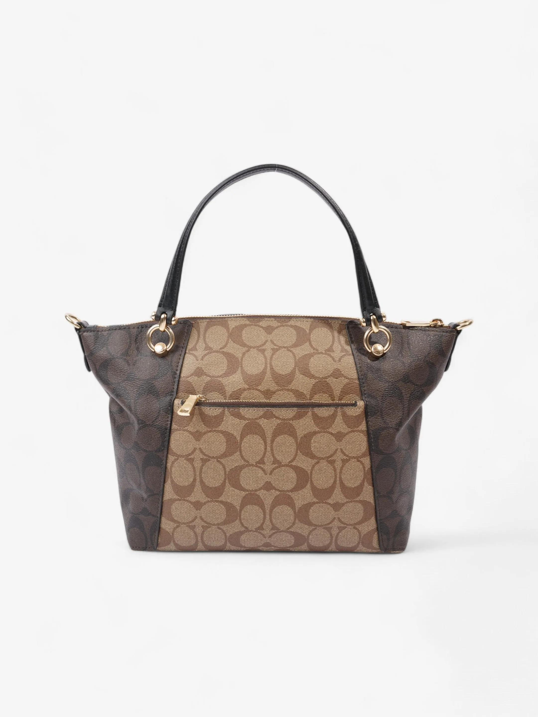 Coach Kacey Satchel Light Brown / Dark Brown Canvas