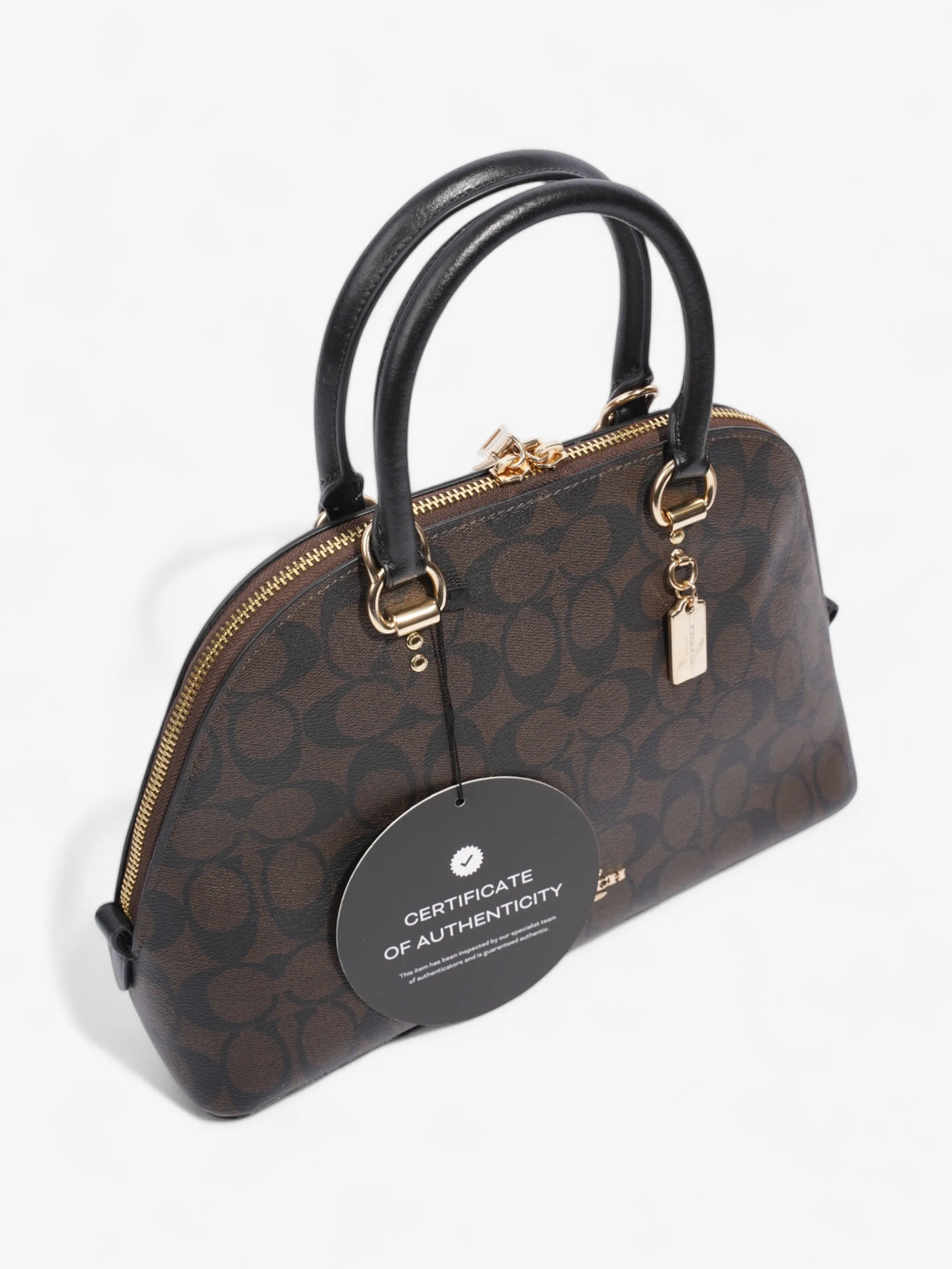 Coach Katy Dome Satchel Brown / Black Canvas