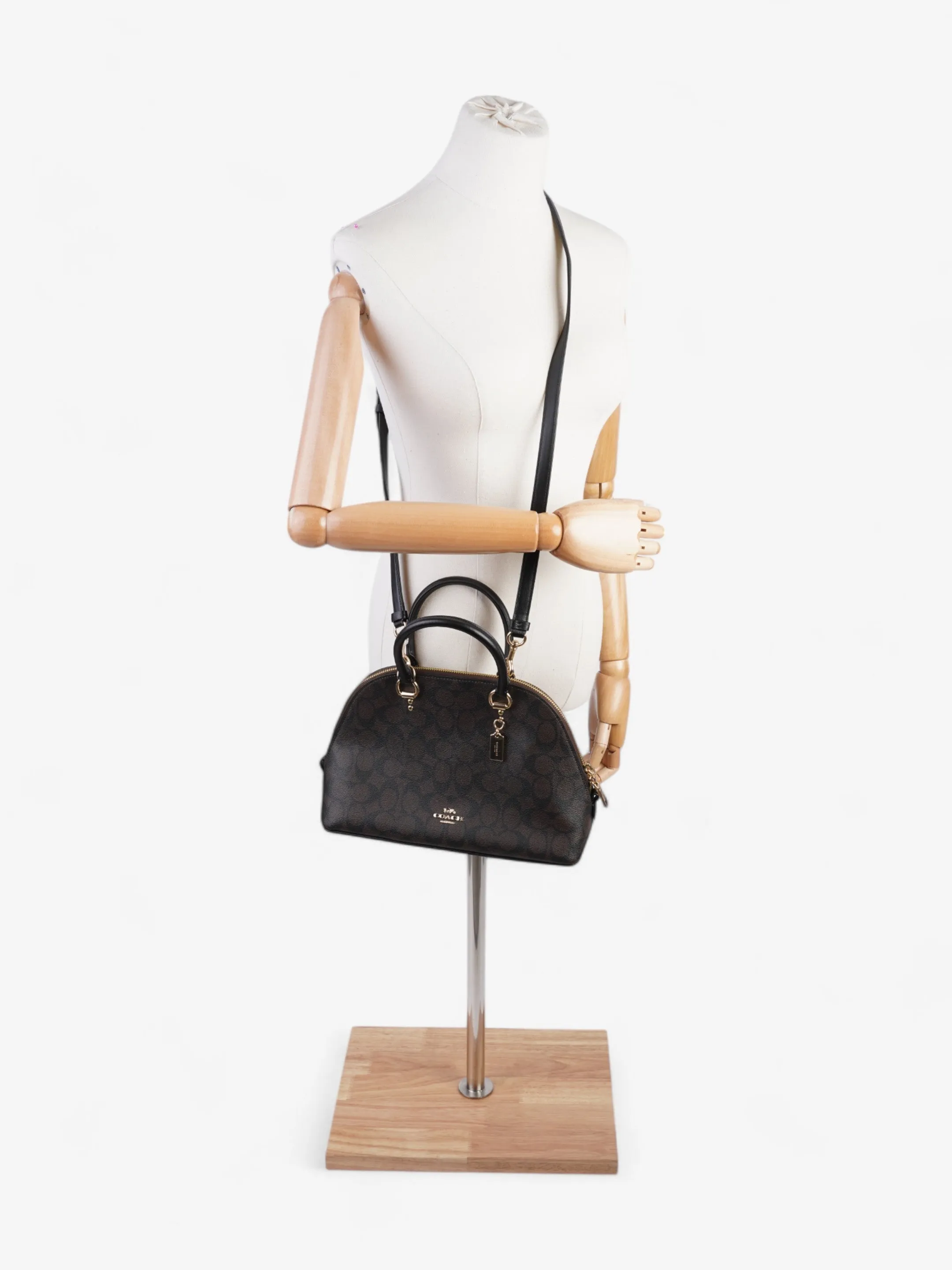 Coach Katy Dome Satchel Brown / Black Canvas