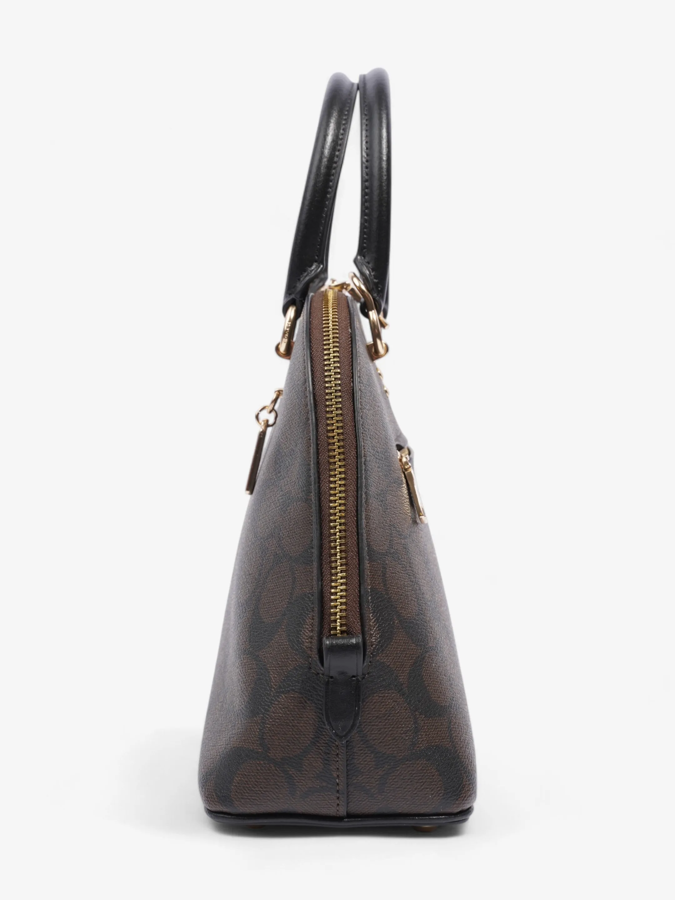 Coach Katy Dome Satchel Brown / Black Canvas