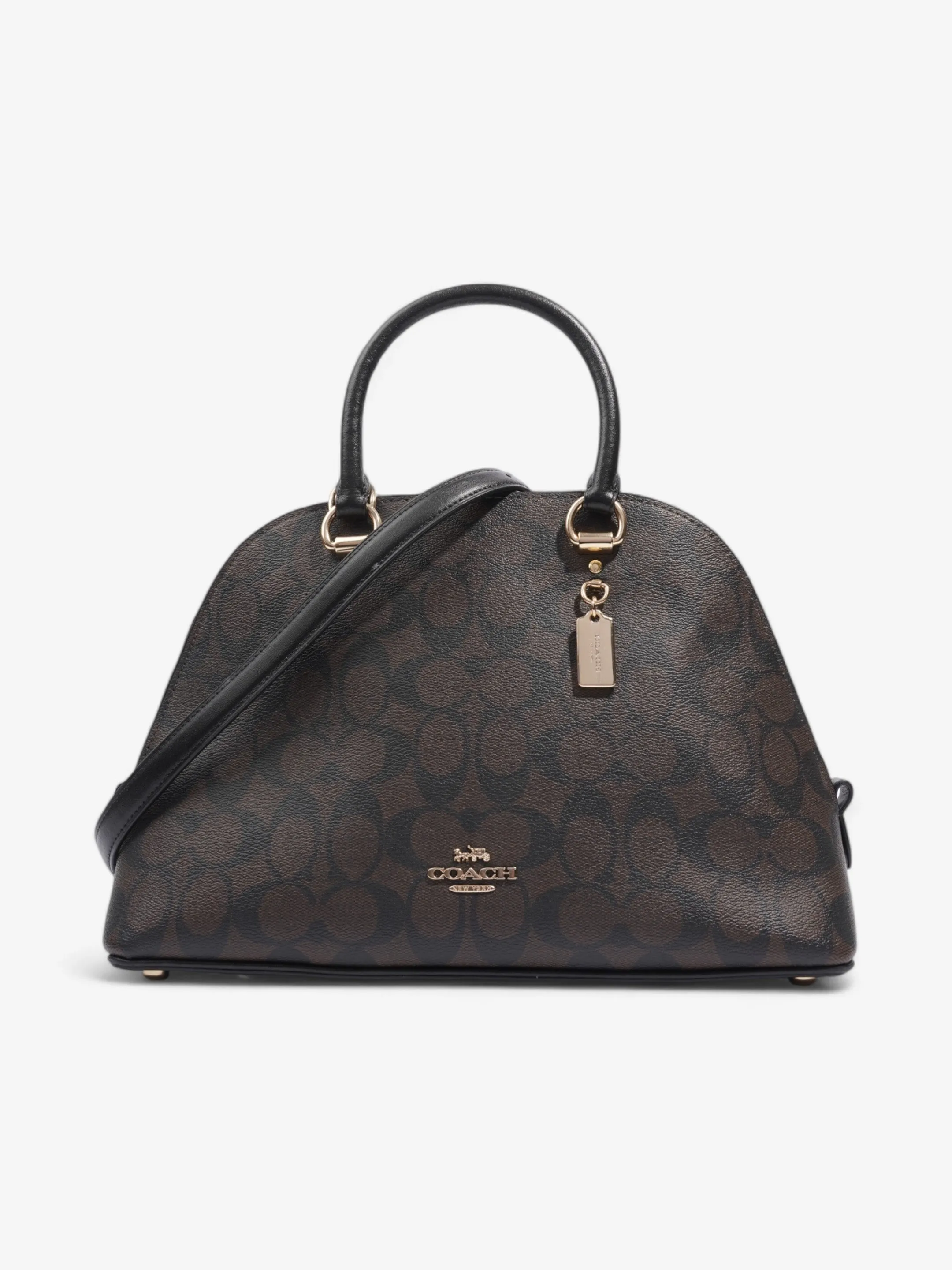 Coach Katy Dome Satchel Brown / Black Canvas