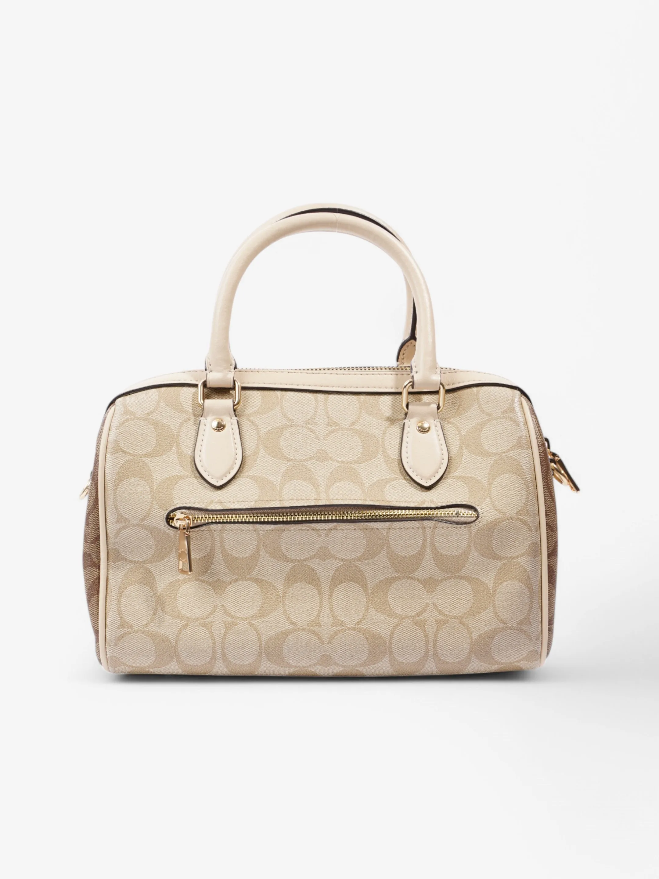 Coach Rowan Satchel Bag  Beige  / Brown Coated Canvas
