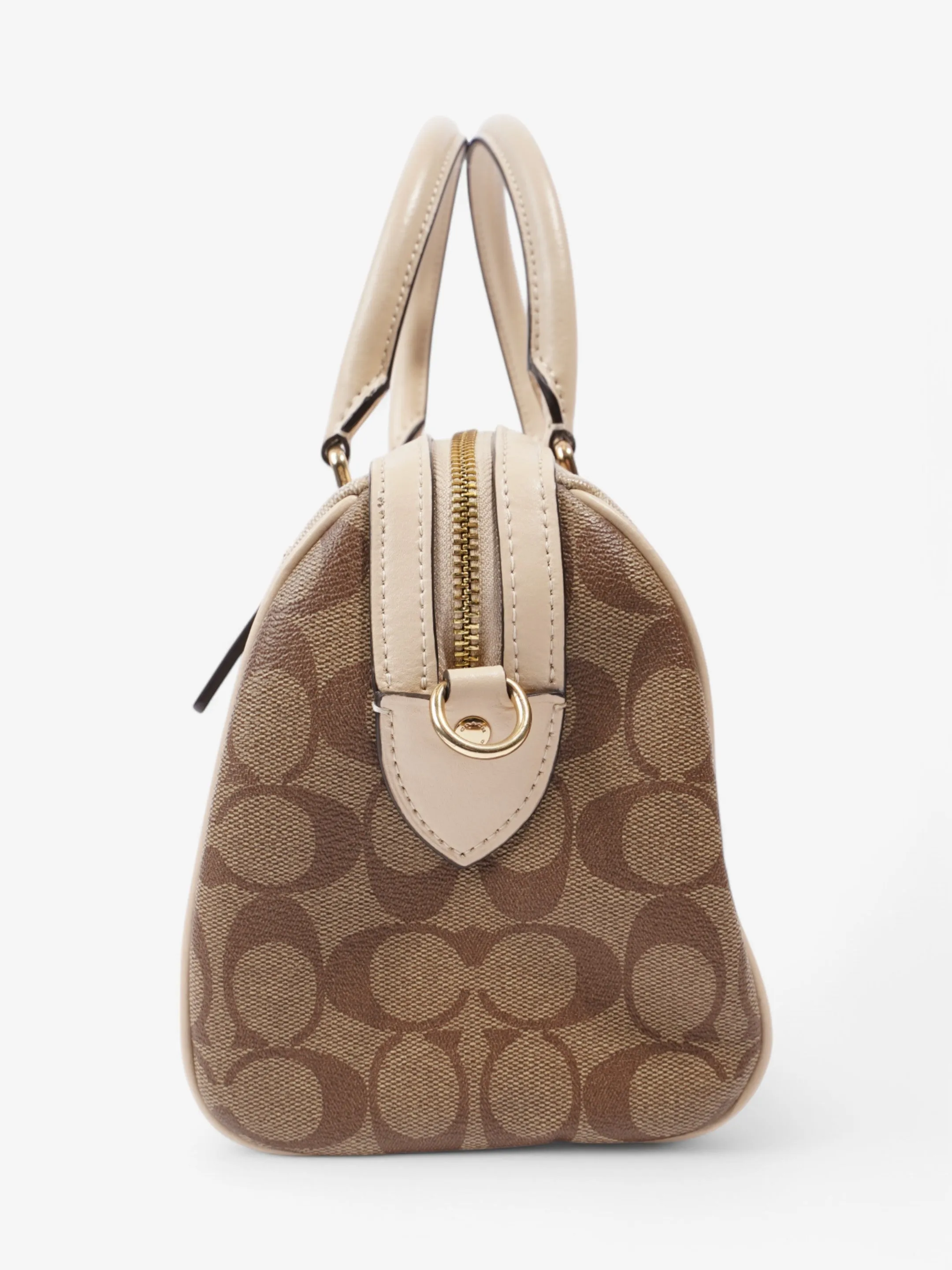 Coach Rowan Satchel Bag  Beige  / Brown Coated Canvas