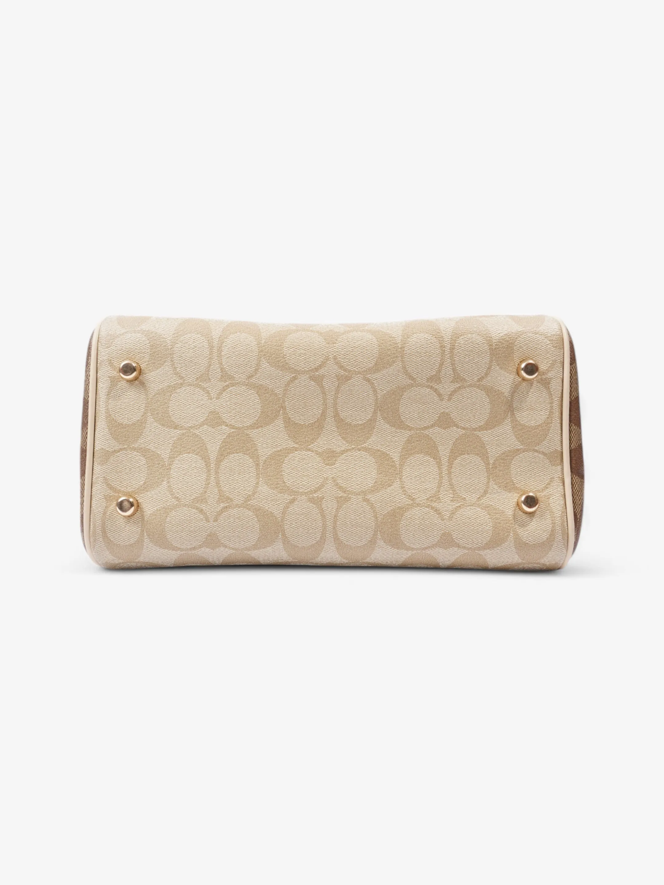 Coach Rowan Satchel Bag  Beige  / Brown Coated Canvas