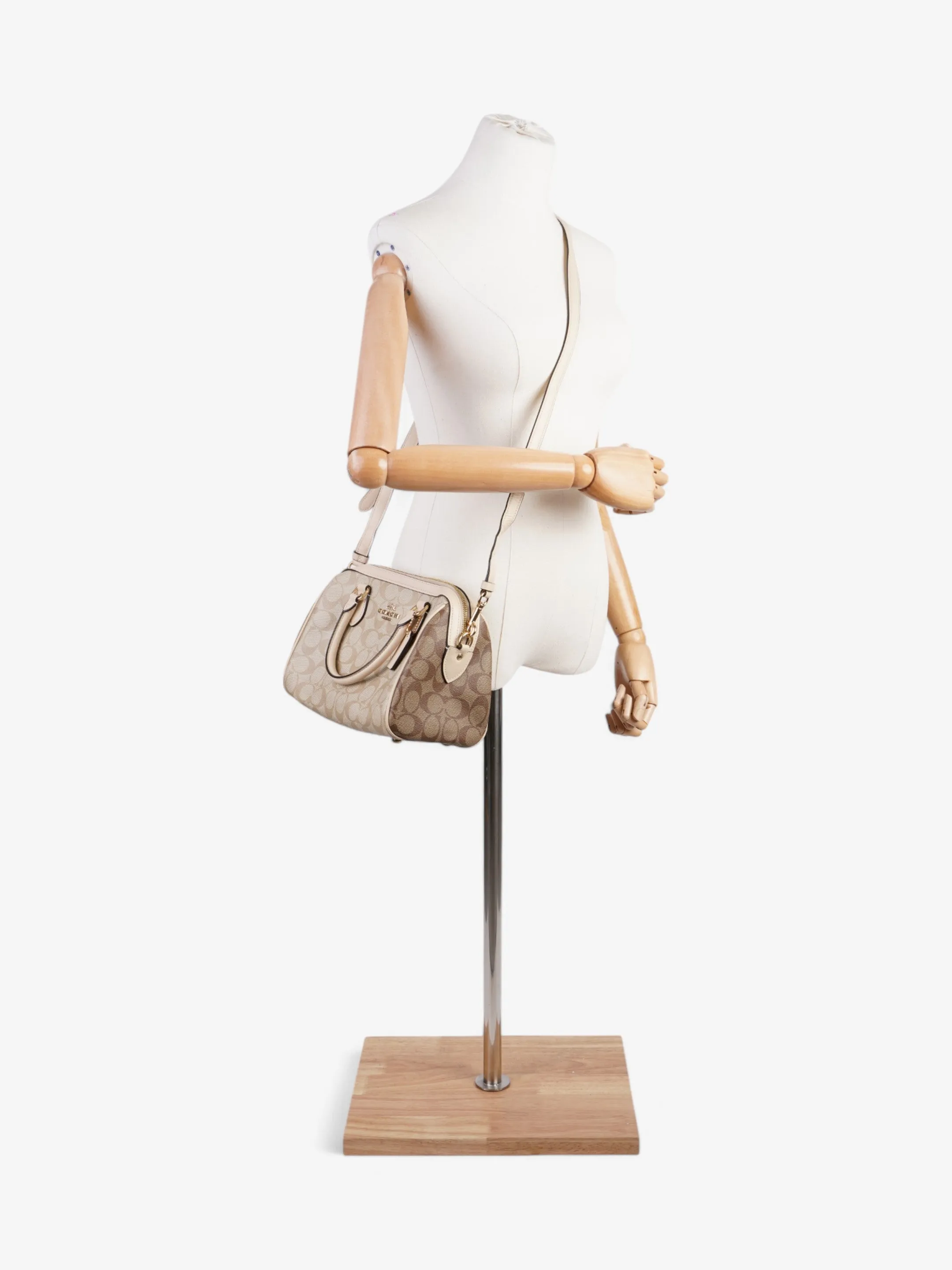 Coach Rowan Satchel Bag  Beige  / Brown Coated Canvas