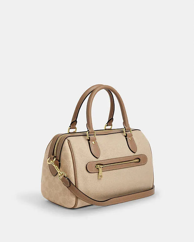 Coach Rowan Satchel Bag In Colorblock Im-Dark Natural Multi