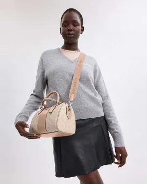 Coach Rowan Satchel Bag In Signature Canvas Signature Canvas-Silver-Sand-Taupe