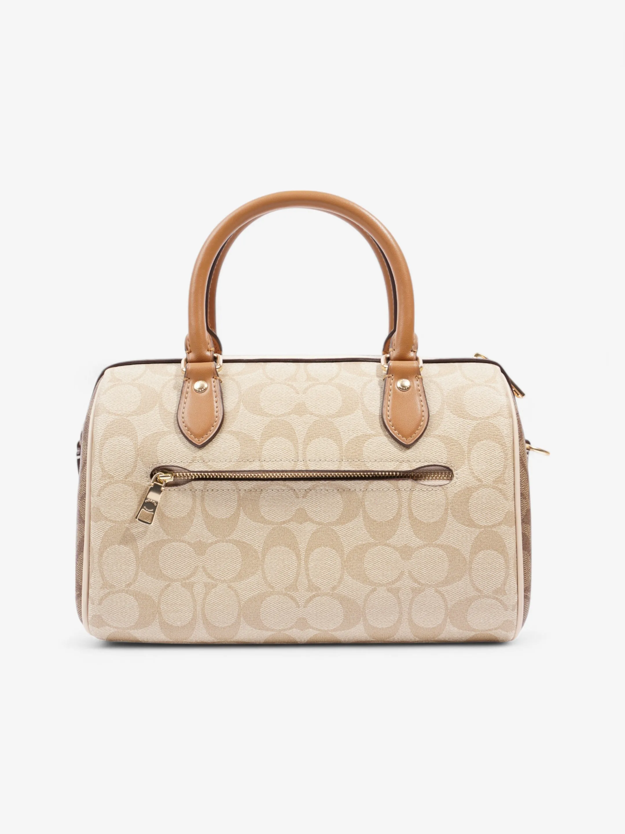 Coach Rowan Satchel Beige Coated Canvas