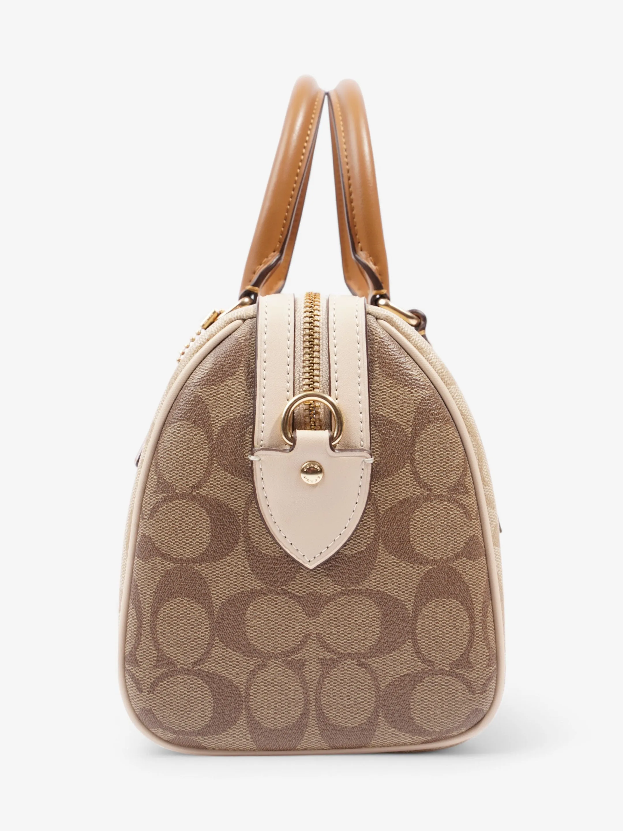 Coach Rowan Satchel Beige Coated Canvas