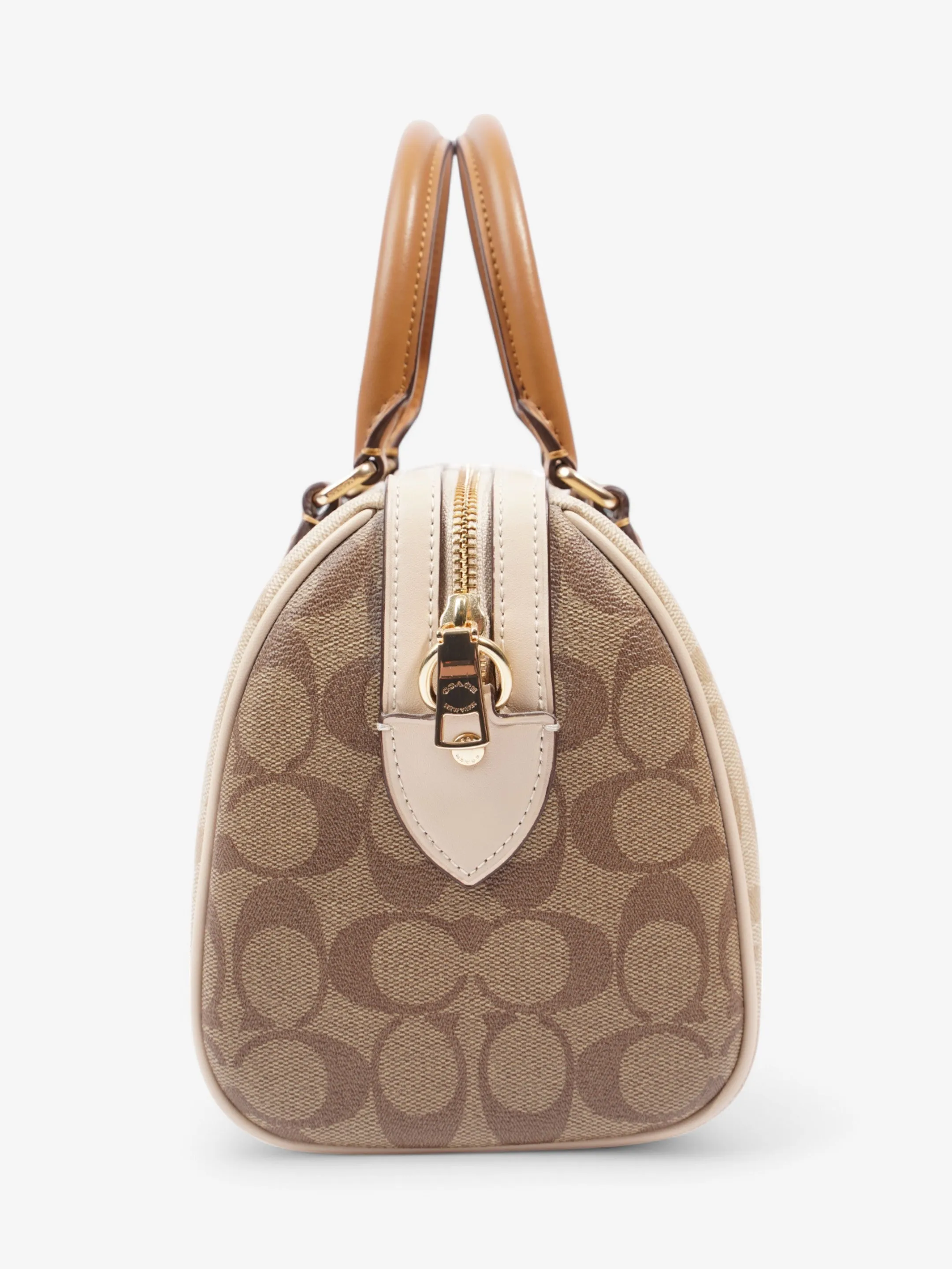 Coach Rowan Satchel Beige Coated Canvas