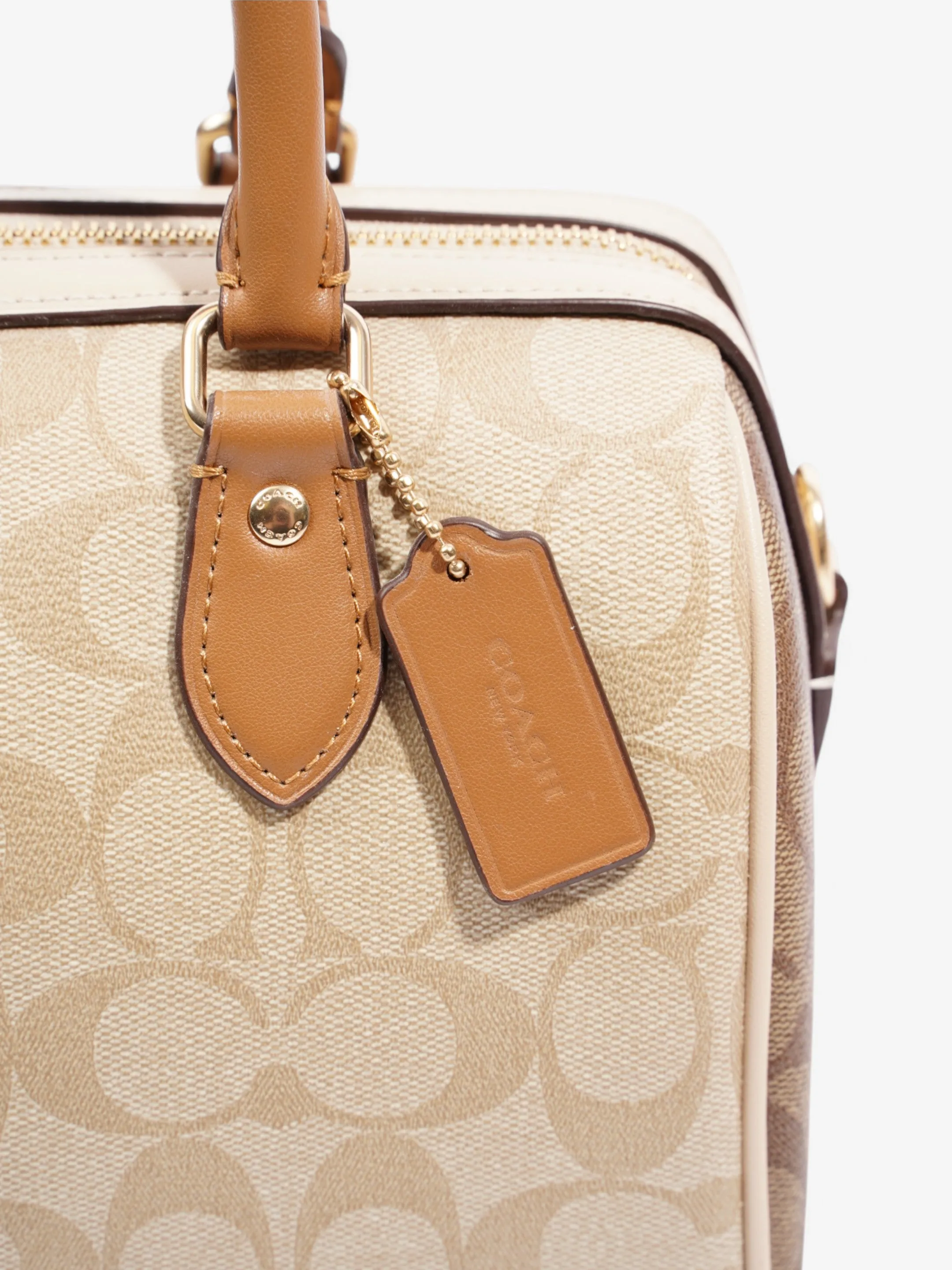 Coach Rowan Satchel Beige Coated Canvas