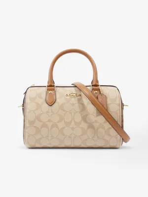 Coach Rowan Satchel Beige Coated Canvas