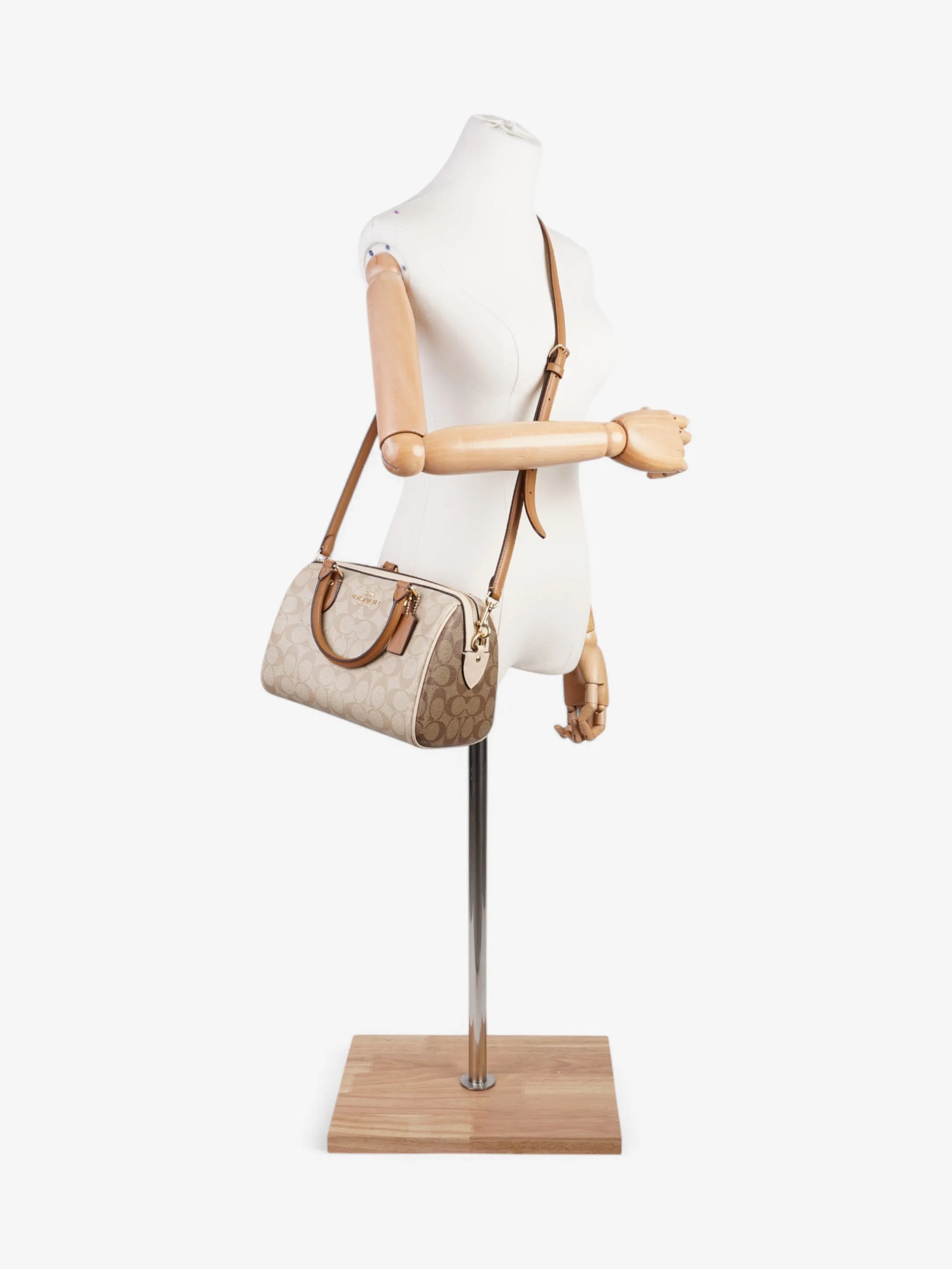 Coach Rowan Satchel Beige Coated Canvas