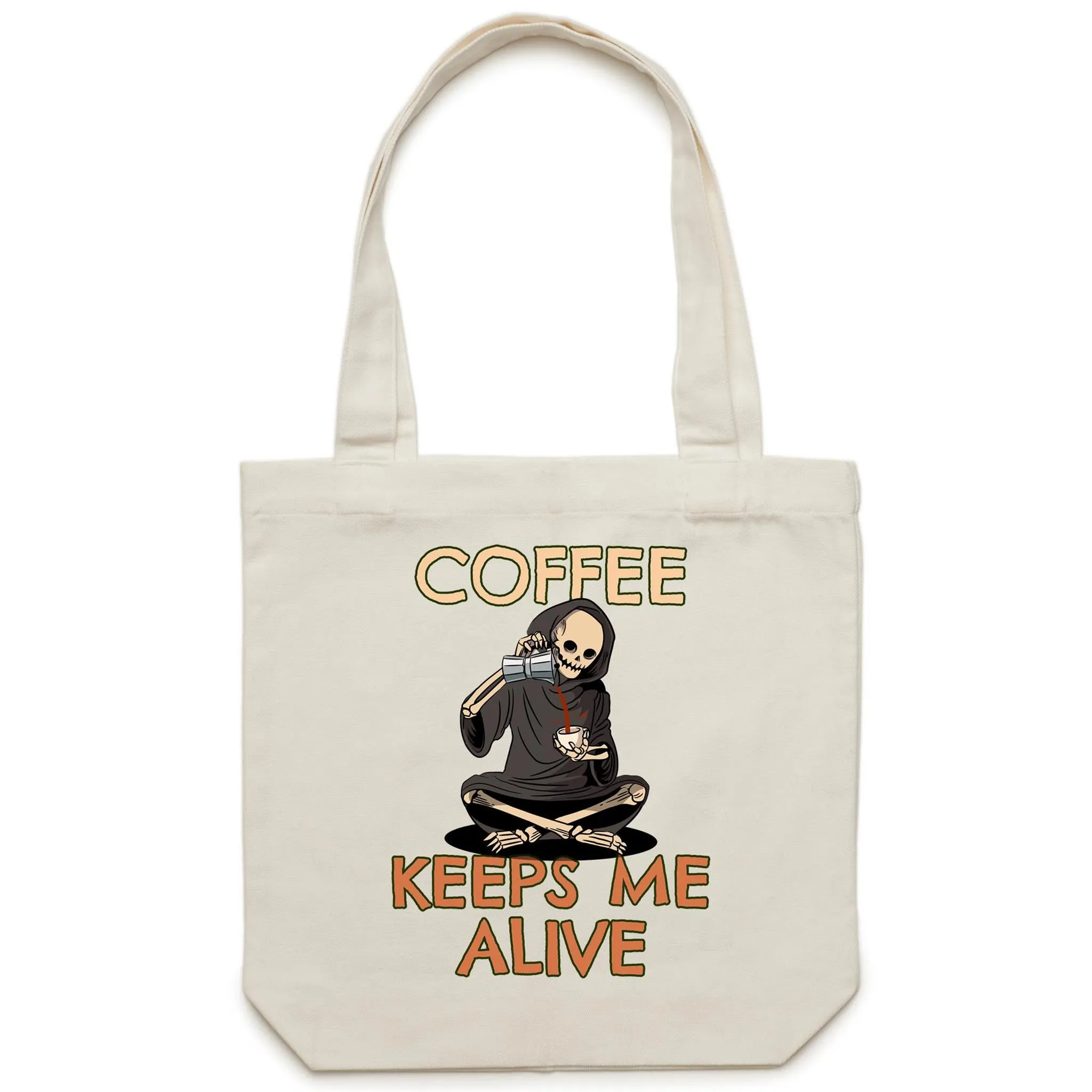 Coffee Keeps Me Alive, Skeleton - Canvas Tote Bag