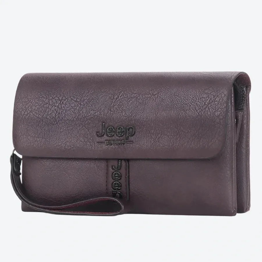Compact Leather Multi-Pocket Clutch Bags