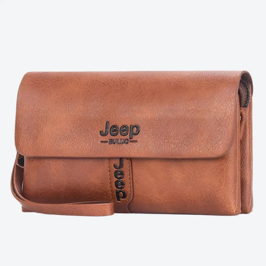 Compact Leather Multi-Pocket Clutch Bags