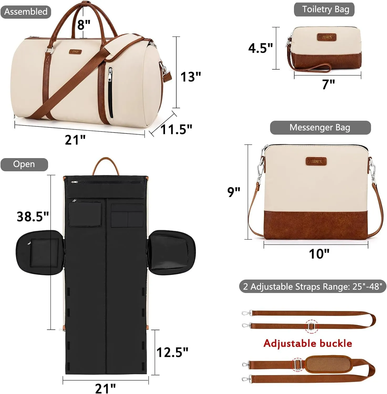 Convertible Garment Duffel Bag for Travel - Carry On Garment Bags With Toiletry Bag