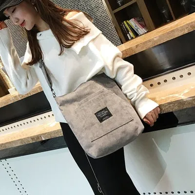 Corduroy Canvas Tote Ladies Casual Shoulder Bag