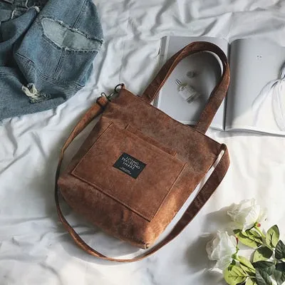 Corduroy Canvas Tote Ladies Casual Shoulder Bag