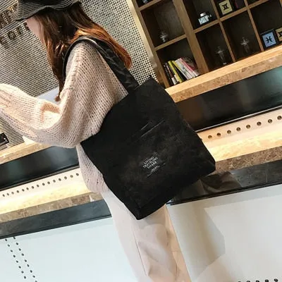 Corduroy Canvas Tote Ladies Casual Shoulder Bag