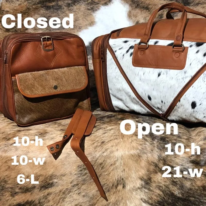 Cowhide Expandable Duffel Bag