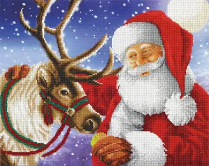 Craft Buddy Crystal Art Kit  Santa's Best Friend 40 x 50cm Pre-Framed 5D Art Kit