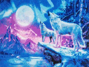 Craft Buddy Crystal Art Kit  Wolves & Northern Lights 40 x 50cm Pre-Framed 5D Art Kit