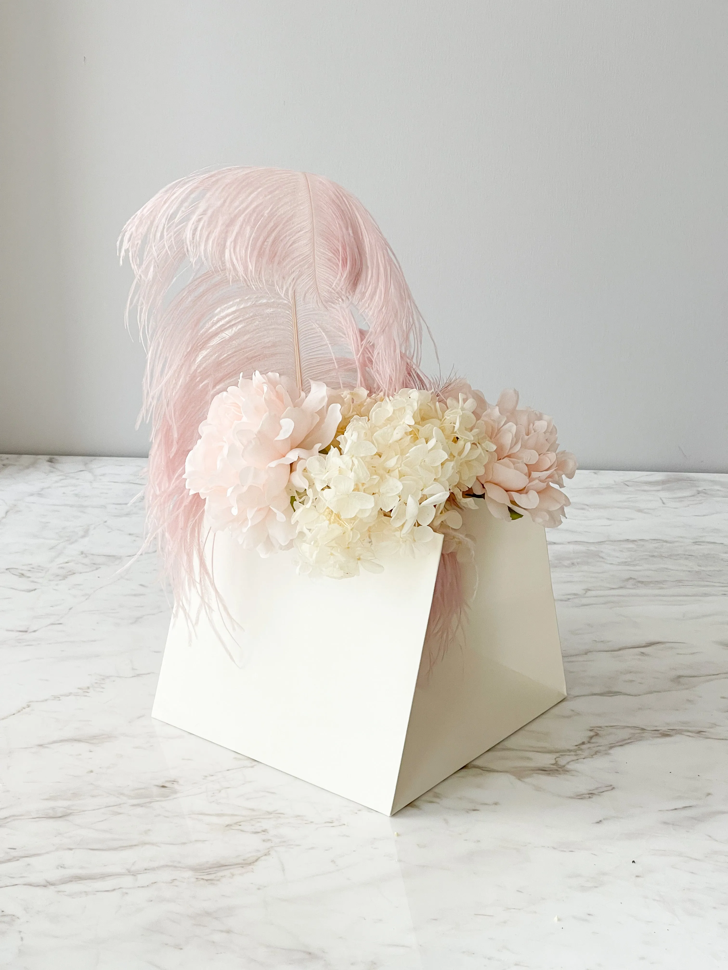 Craft Paper flower/gift Bag with Strip Available in White & Black