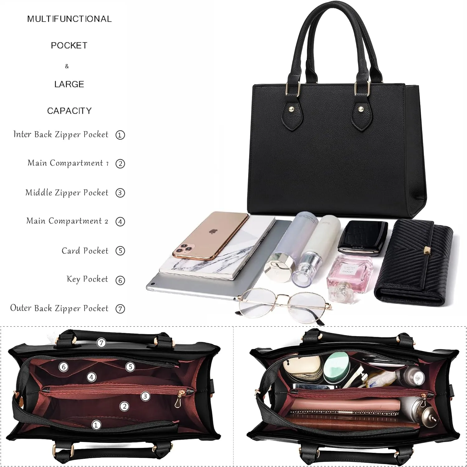 Crossbody Bags and Handbags for Women, PU Leather Tote Shoulder Bags