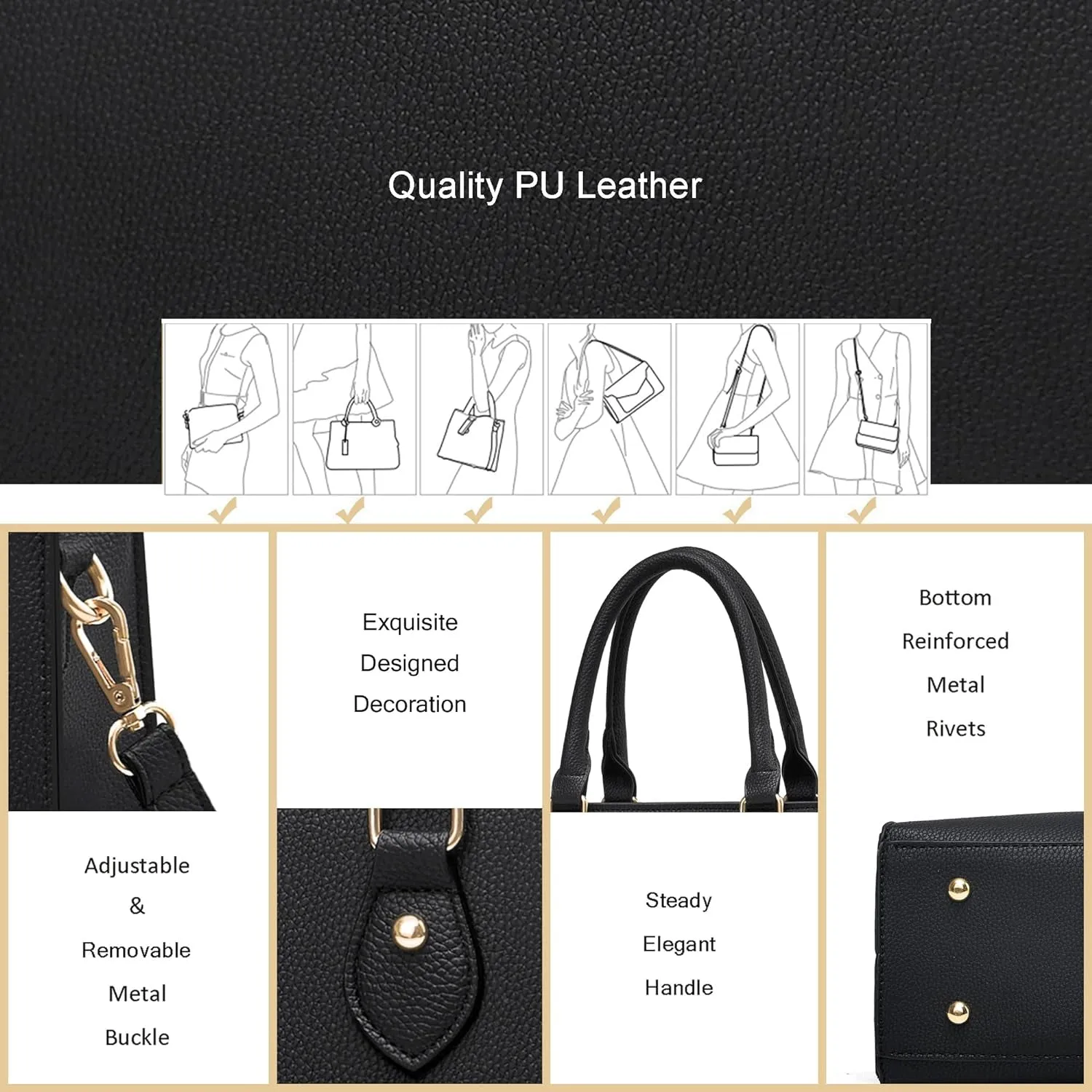 Crossbody Bags and Handbags for Women, PU Leather Tote Shoulder Bags