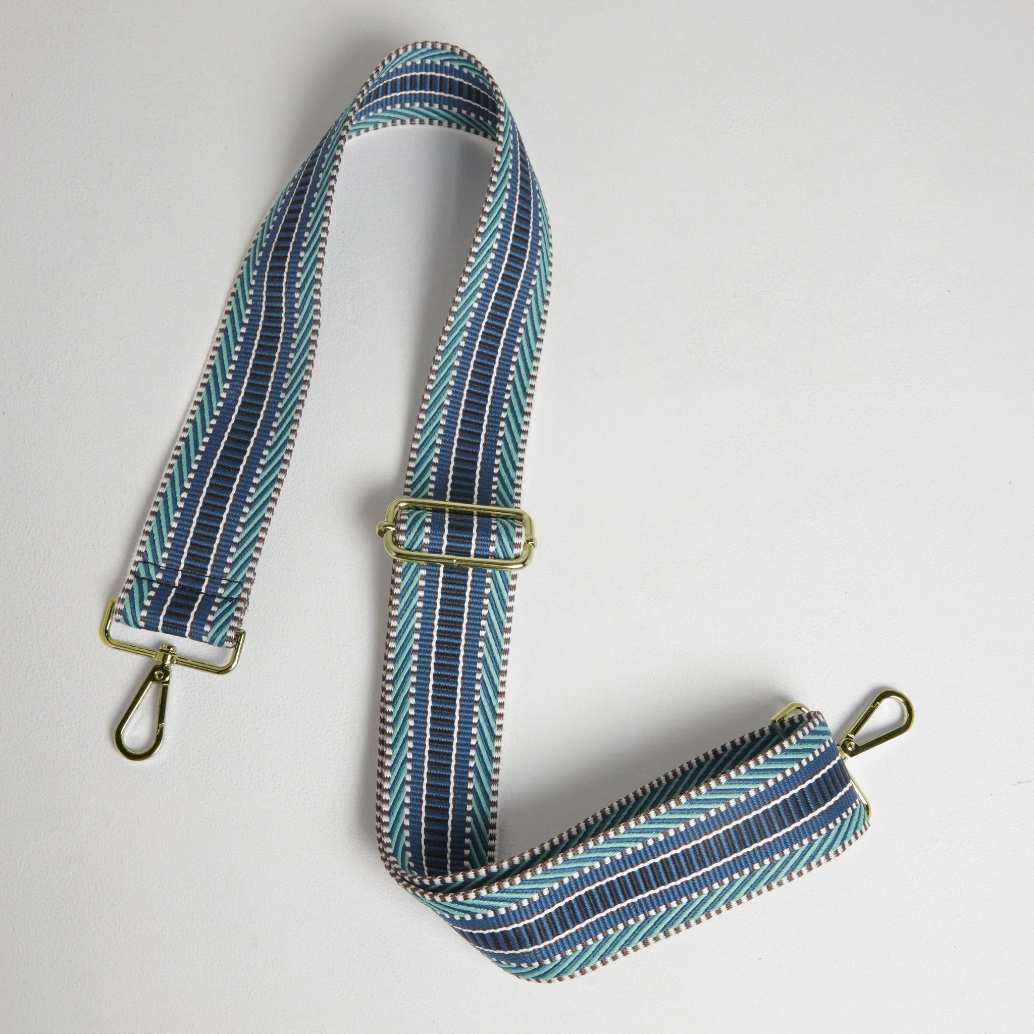 Crossbody Strap - Blue Aztec (Gold Hardware)