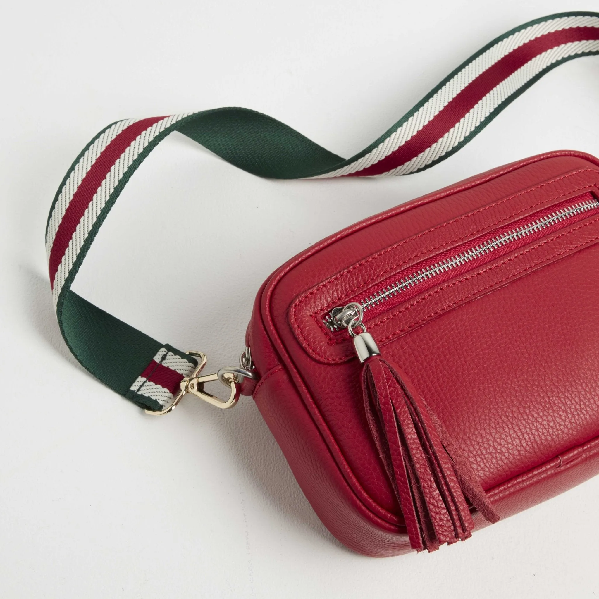 Crossbody Strap - Green Stripe (Gold Hardware)