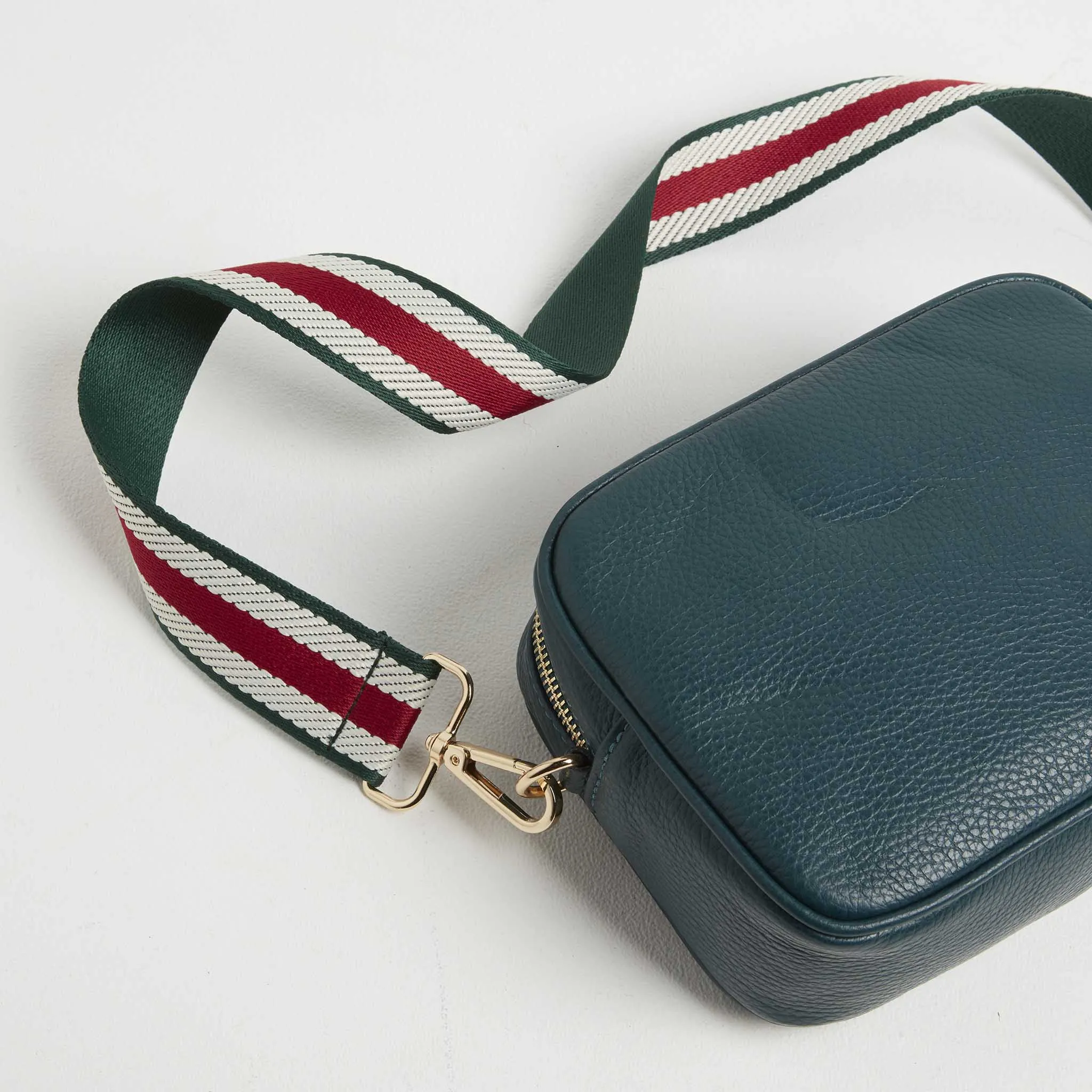 Crossbody Strap - Green Stripe (Gold Hardware)