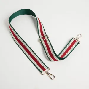 Crossbody Strap - Green Stripe (Silver Hardware)