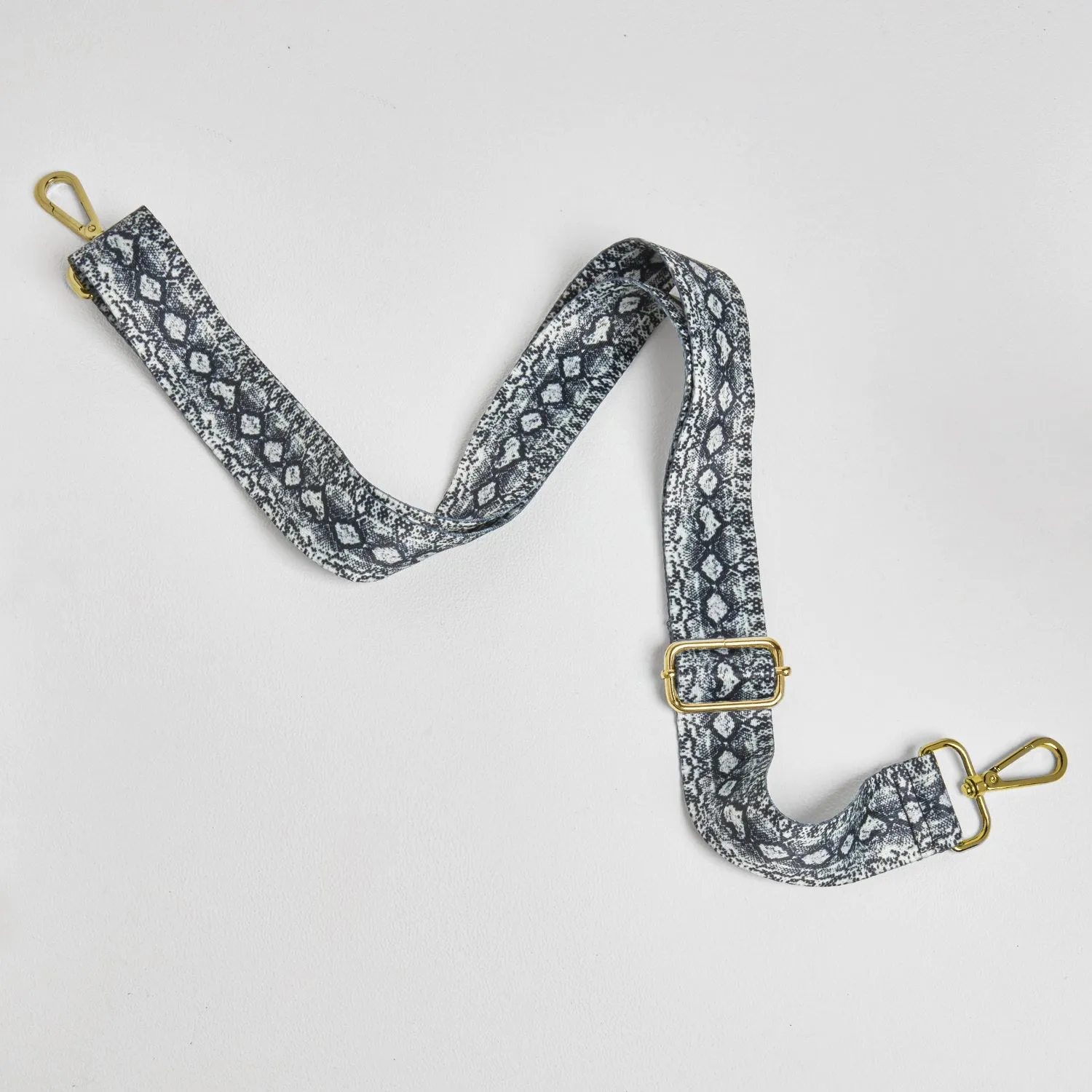 Crossbody Strap - Grey Snake Print (Gold Hardware)