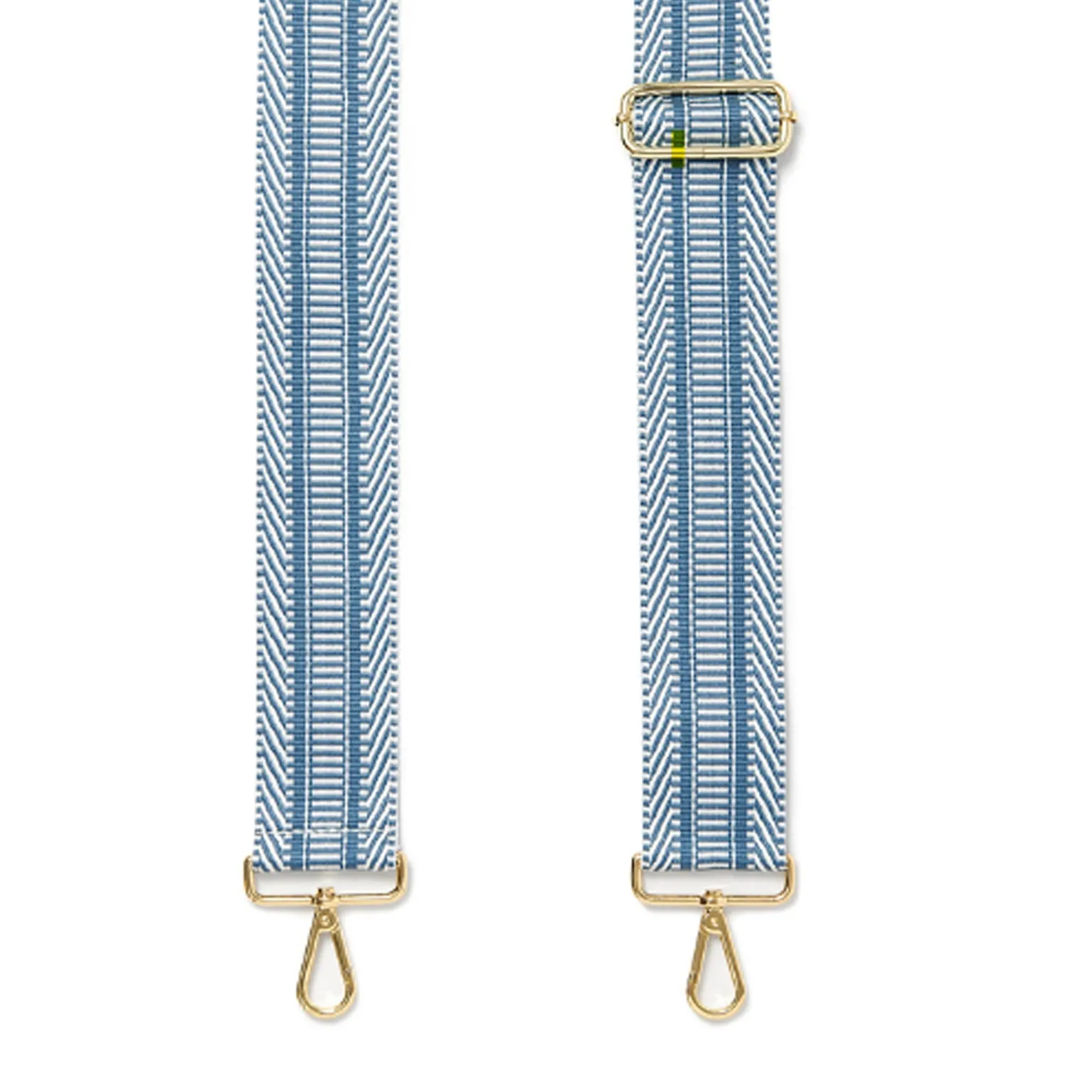 Crossbody Strap - Light Blue and White Chevron (Gold Hardware)