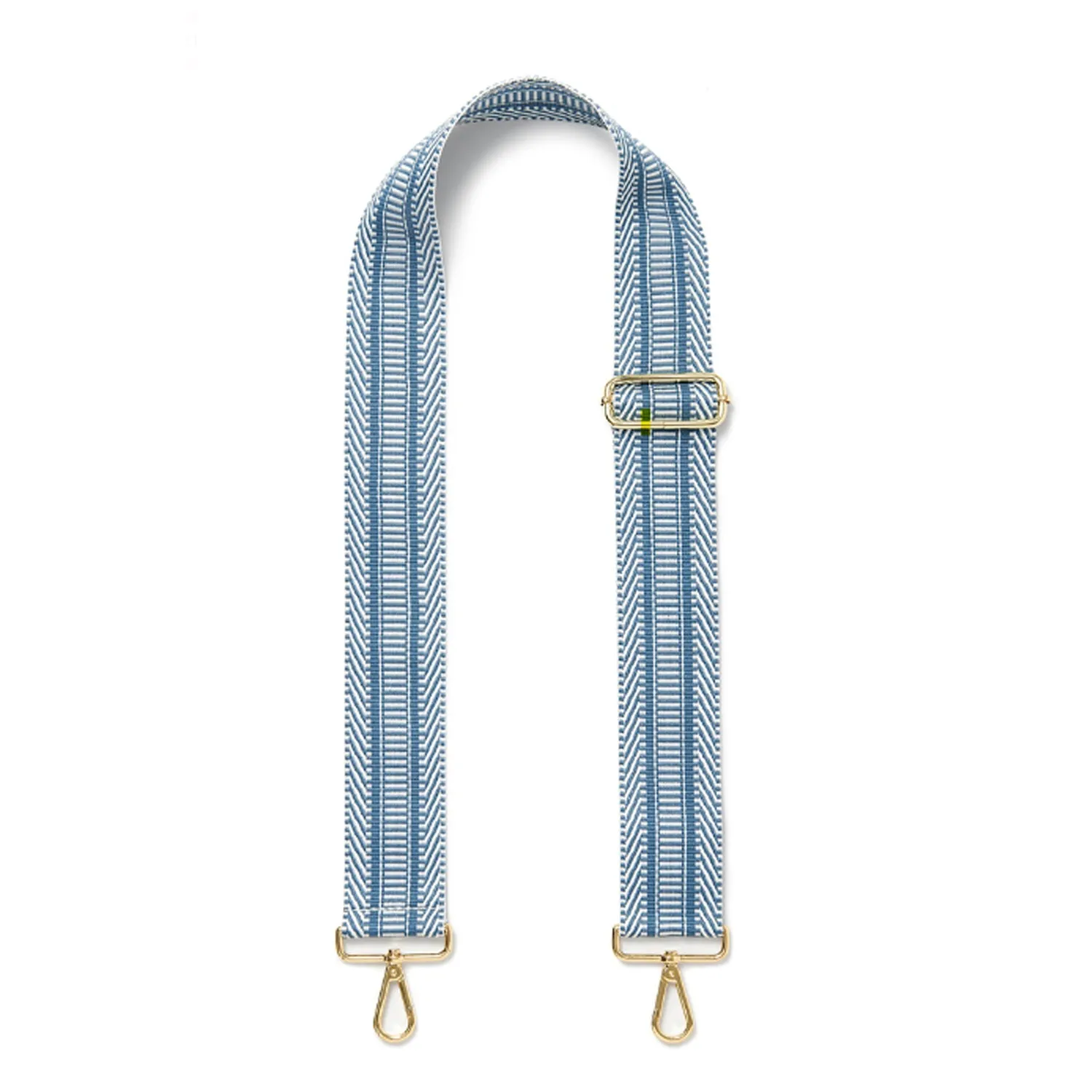 Crossbody Strap - Light Blue and White Chevron (Gold Hardware)
