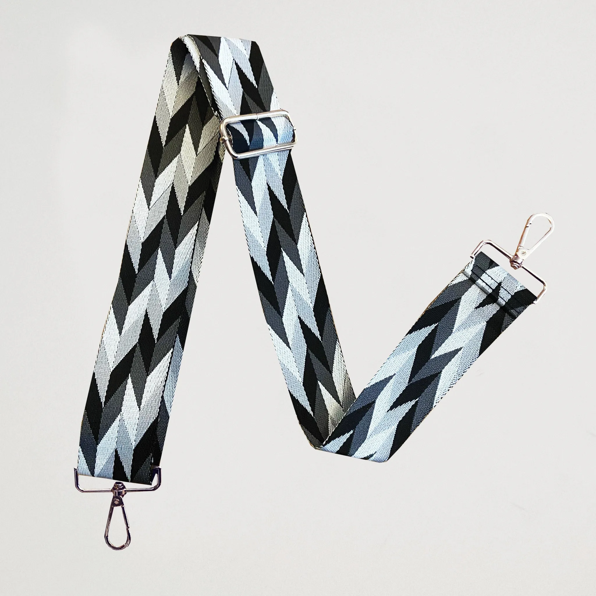 Crossbody Strap - Zig Zag Black (Gold Hardware)