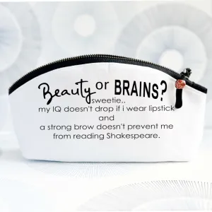 Curvy Canvas Cosmetic Bag - Beauty OR Brains?