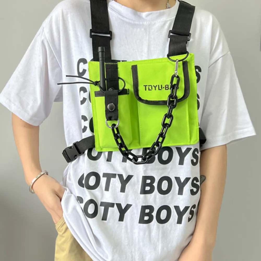 Dark Functional Chain Chest Bag