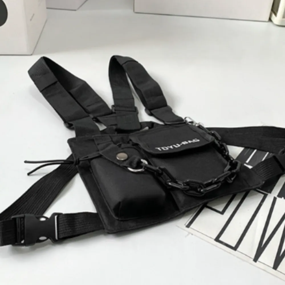 Dark Functional Chain Chest Bag
