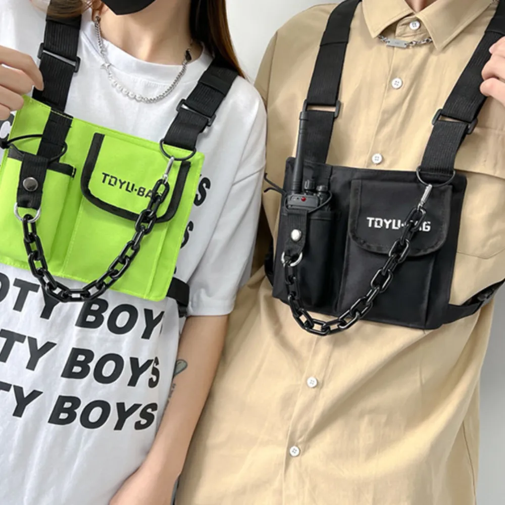 Dark Functional Chain Chest Bag