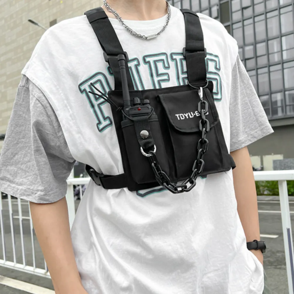 Dark Functional Chain Chest Bag