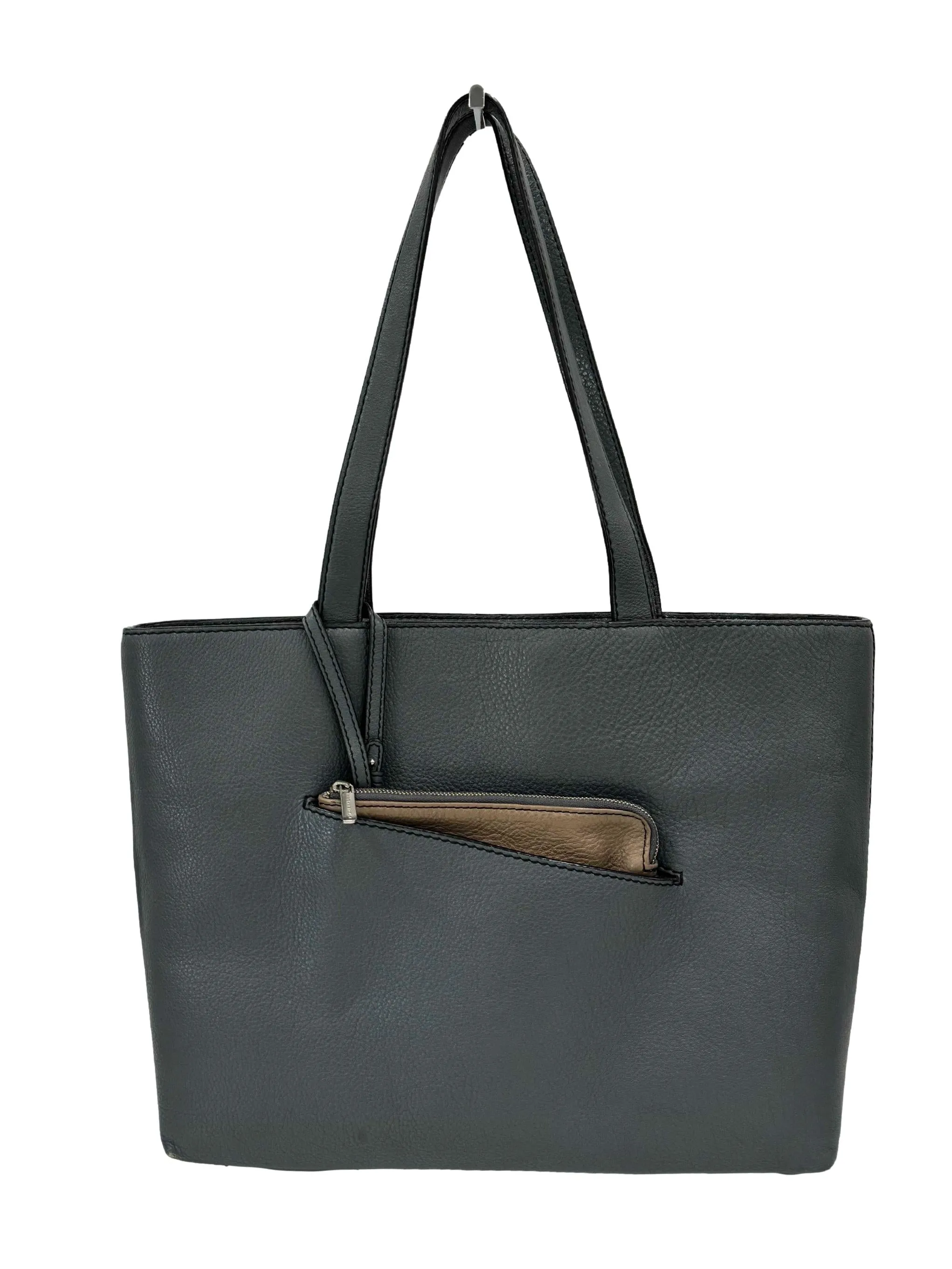 Dark Grey Linear Zip Tote