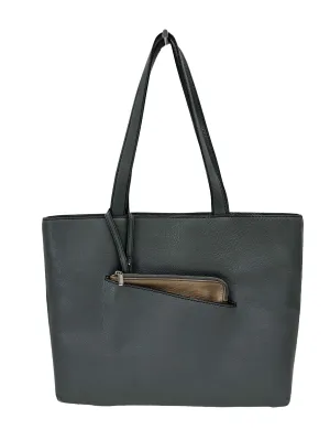 Dark Grey Linear Zip Tote